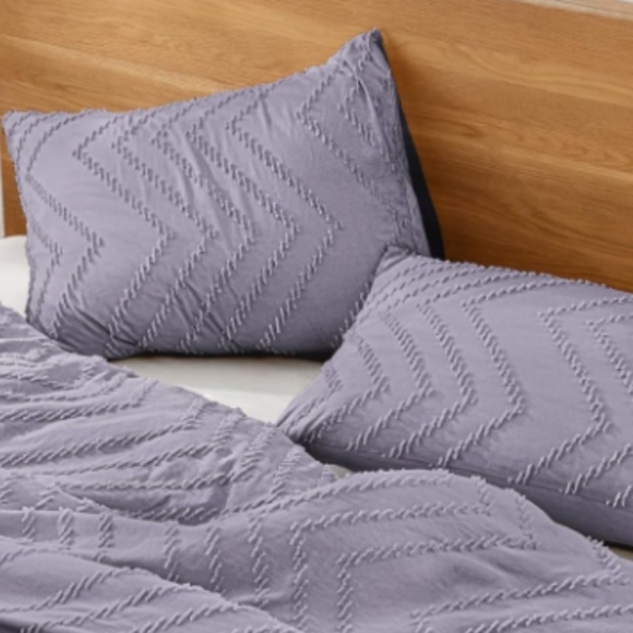 Lavender Gray Chevron Tufted Texture Full Size Bed Comforter Shams Set Bedding - Picture 6 of 14